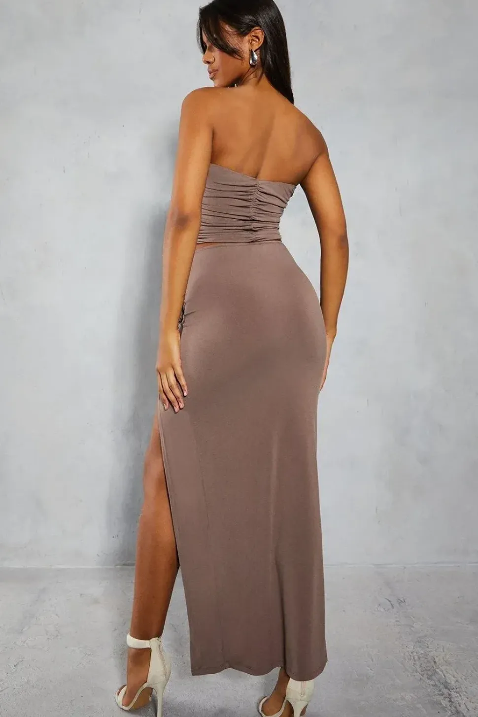 Ruched Corsage Maxi Skirt