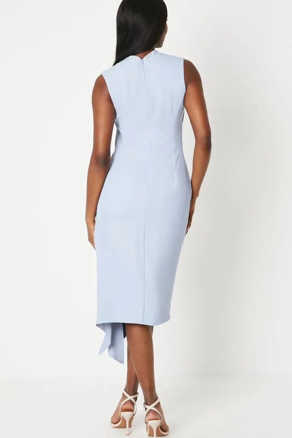 Ruched Crepe Midi Dress