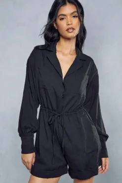 Ruched Drawstring Waist Playsuit