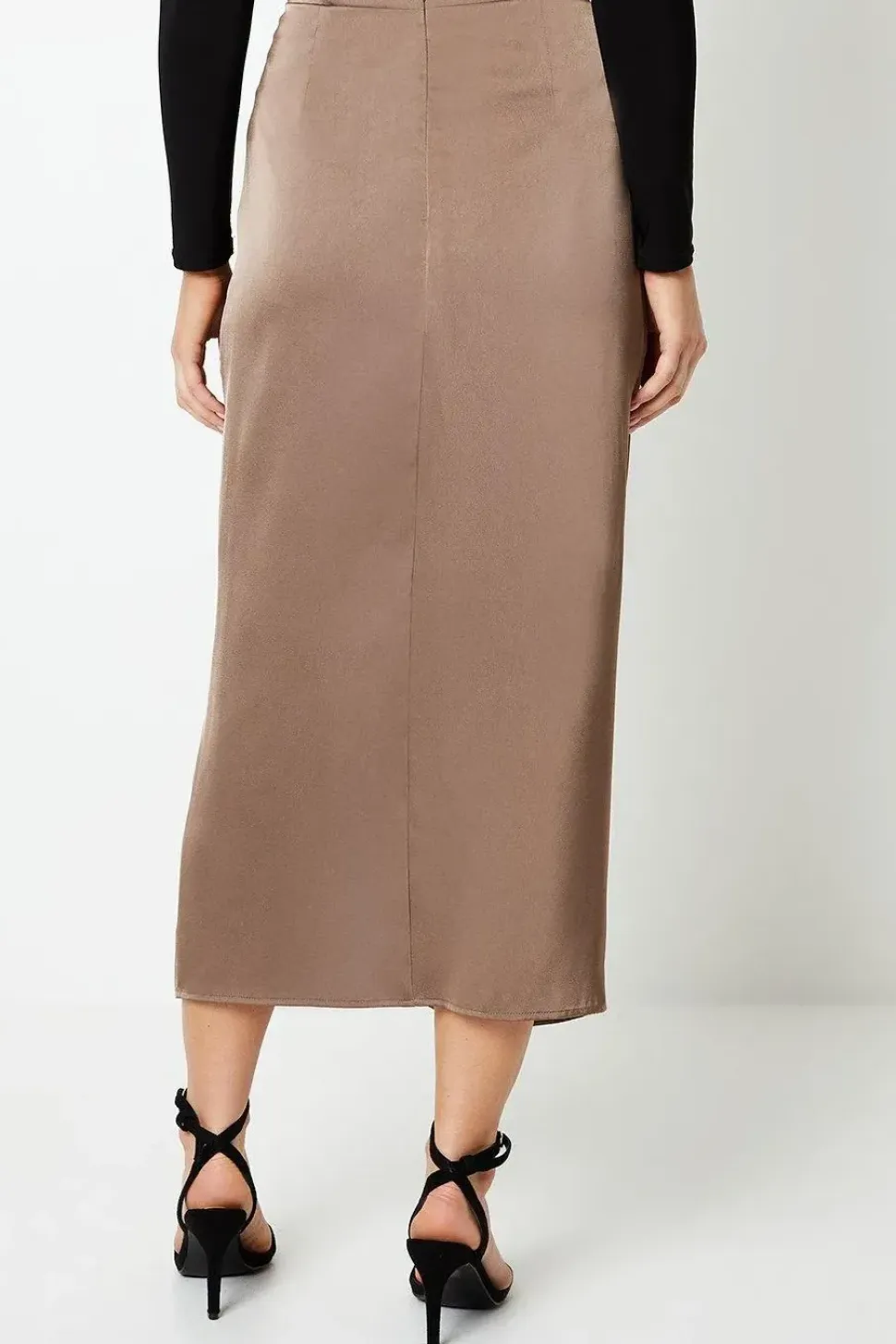 Ruched Satin Maxi Skirt