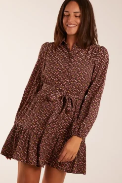 Ruched Shoulder Mini Shirt Dress