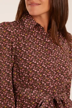 Ruched Shoulder Mini Shirt Dress