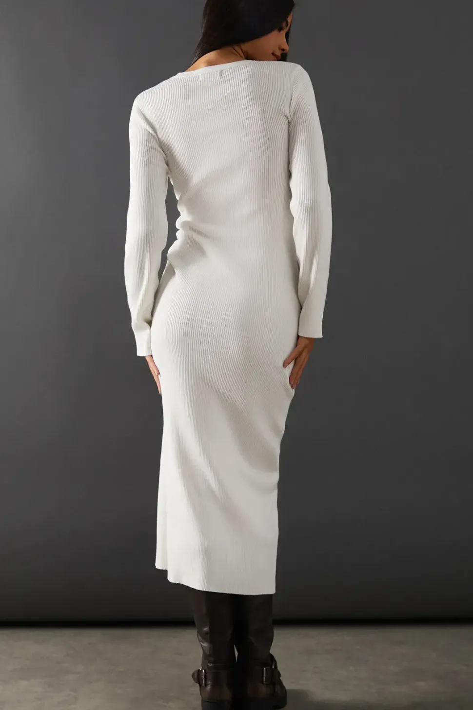 Ruched Side Knitted Midi Dress