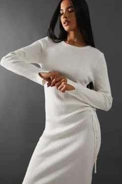 Ruched Side Knitted Midi Dress