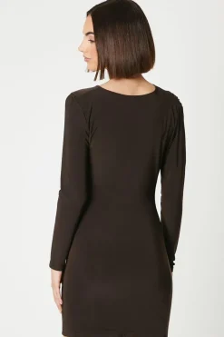 Ruched Side Long Sleeve Mini Dress