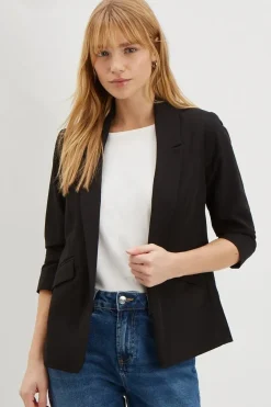 Ruched Sleeve Blazer