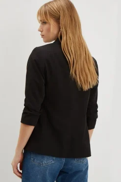 Ruched Sleeve Blazer