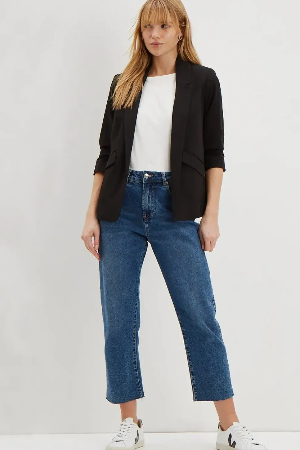 Ruched Sleeve Blazer