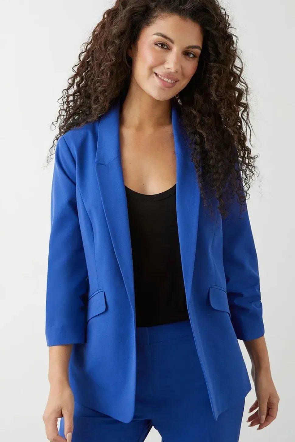 Ruched Sleeve Blazer