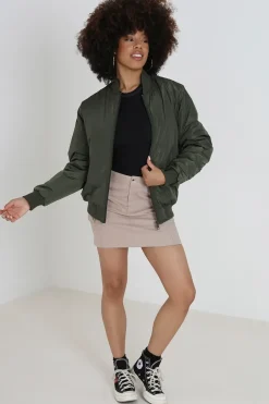 Ruched Sleeve Oversized Bomber Jacket