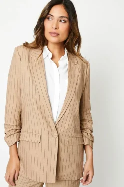 Ruched Sleeve Single Breasted Blazer