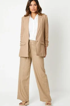 Ruched Sleeve Single Breasted Blazer