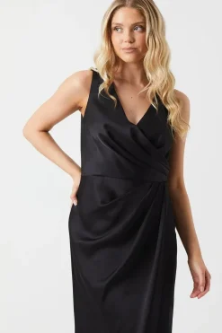 Ruched Waist Detail Satin Bridesmaid Dress