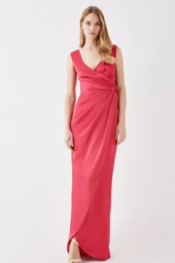 Ruched Waist Detail Satin Maxi Dress