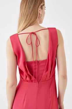 Ruched Waist Detail Satin Maxi Dress