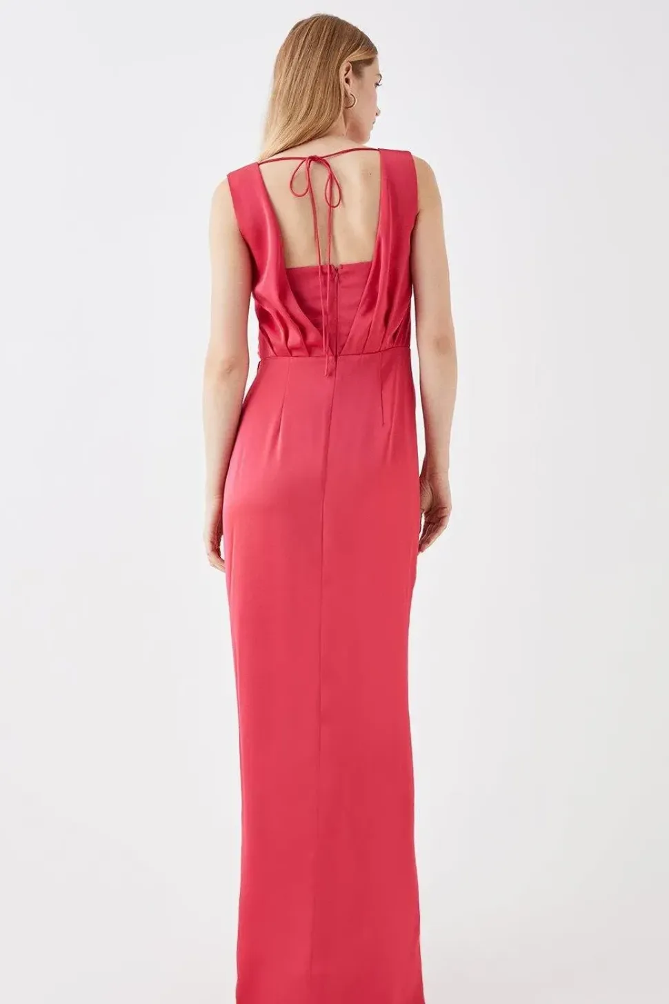 Ruched Waist Detail Satin Maxi Dress