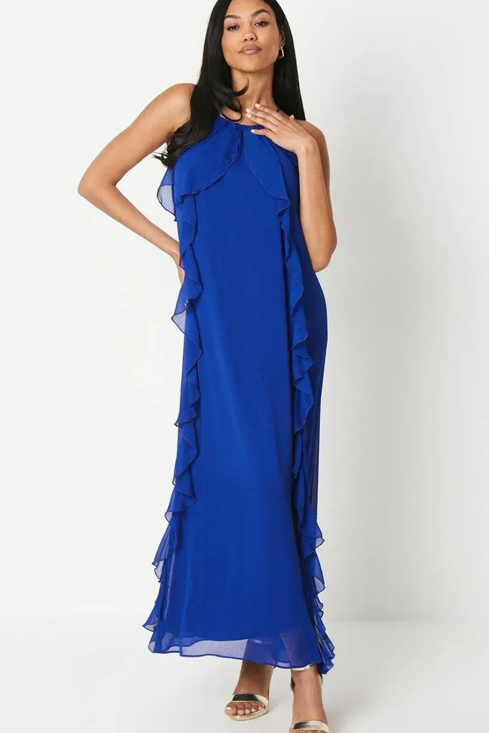 Ruffle Chiffon Light Weight Maxi Dress