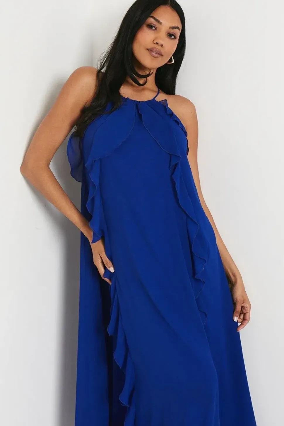 Ruffle Chiffon Light Weight Maxi Dress