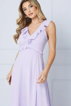 Ruffle Detail Chiffon Maxi Dress