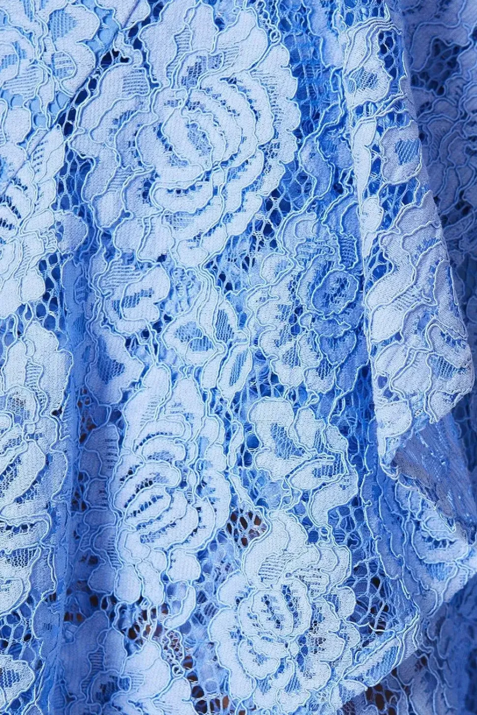 Ruffle Detail Frill Shoulder Lace Midi Dress