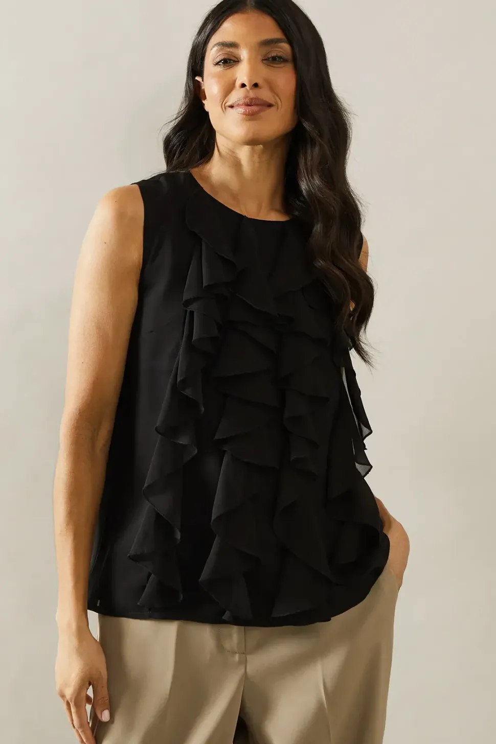 Ruffle Detail Sleeveless Blouse