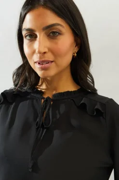Ruffle Detail Tie Neck Blouse