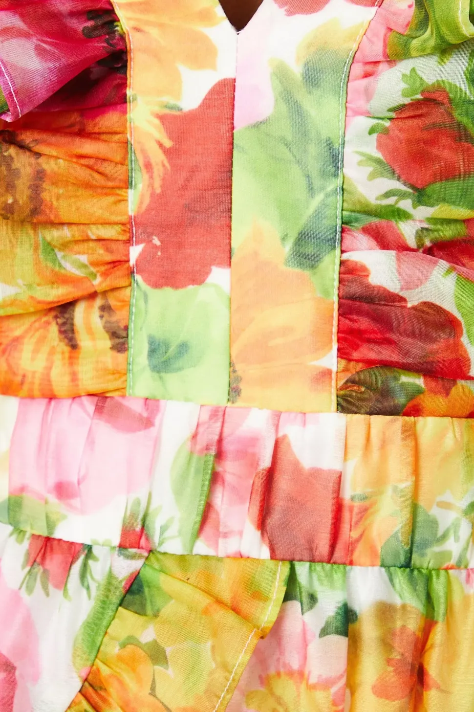 Ruffle Detail Wrap Organza Midi Dress