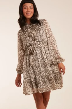 Ruffle Front Belted Dress