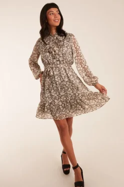 Ruffle Front Belted Dress