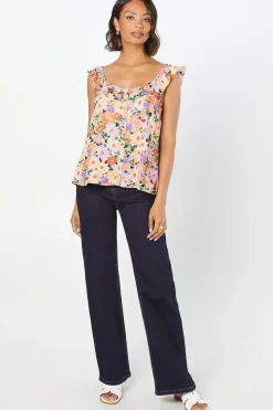 Ruffle Front Button Through Top