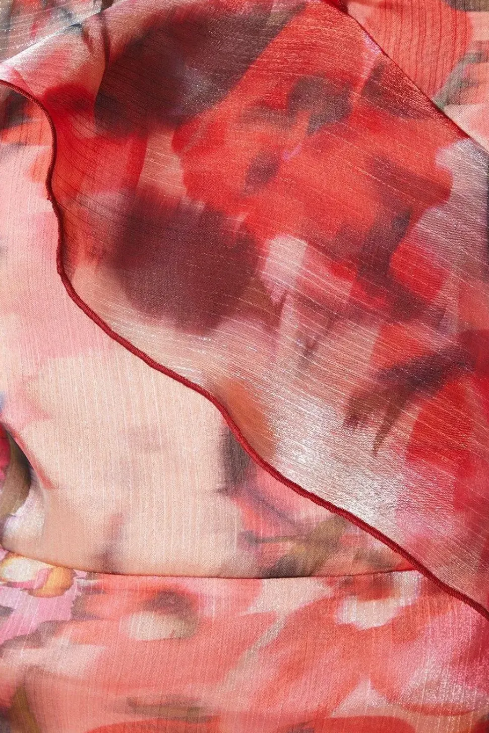 Ruffle Front Chiffon Midi Dress