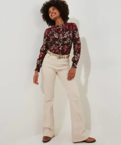 Ruffle-Front Floral Blouse