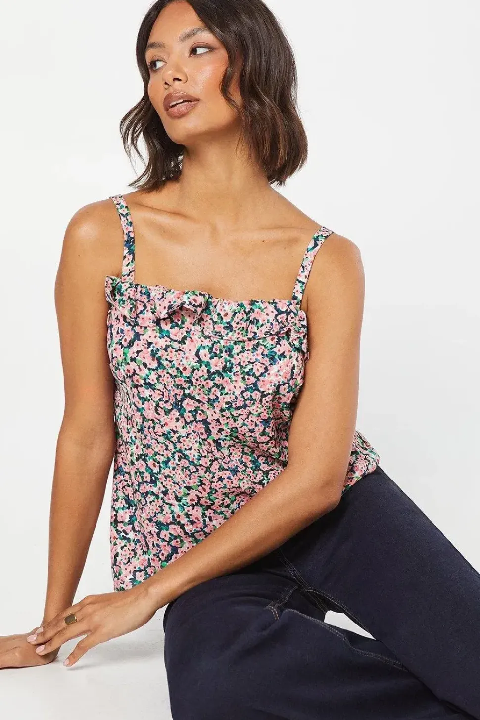 Ruffle Front Strappy Top