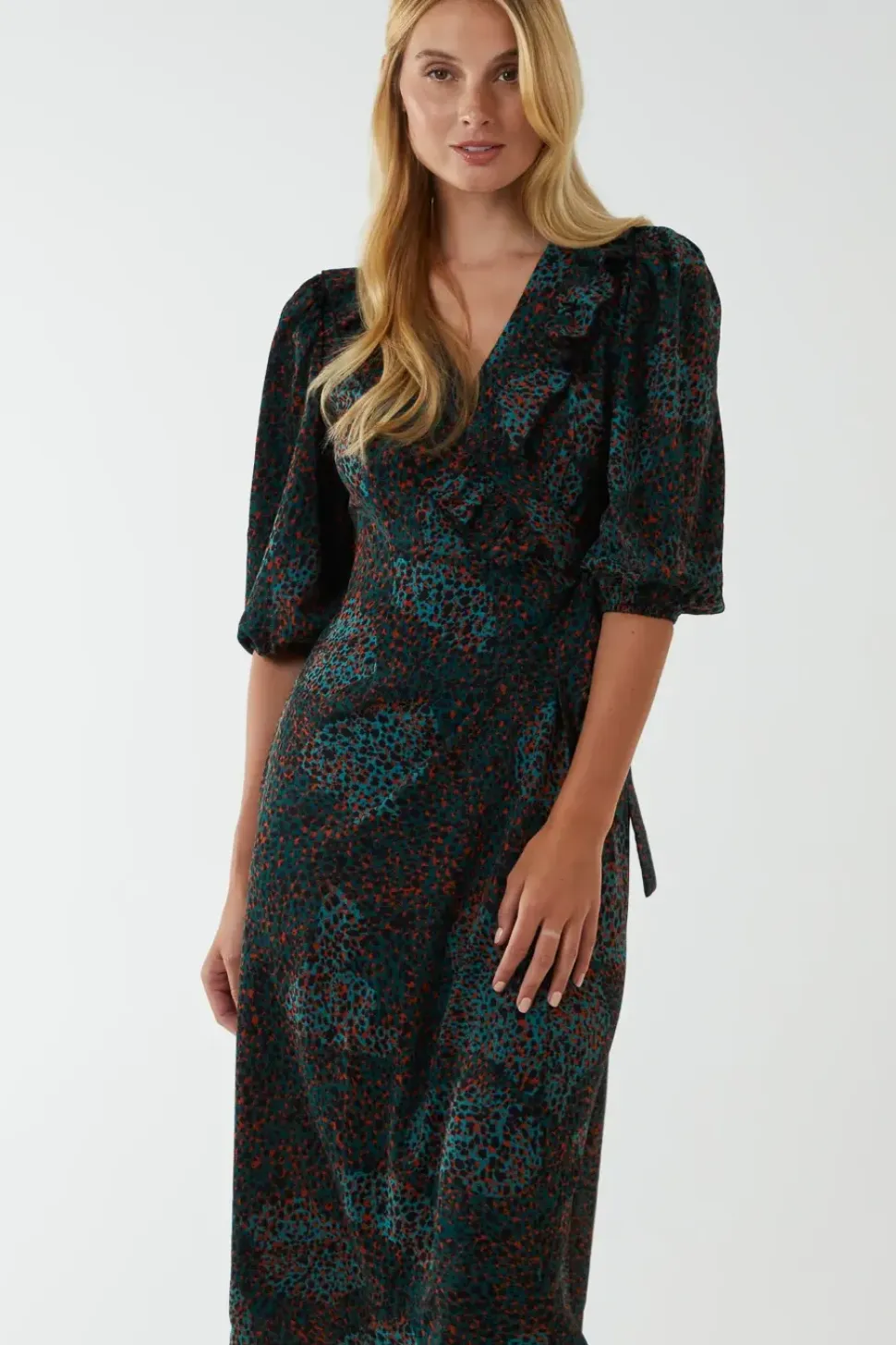 Ruffle Front Wrap Dress