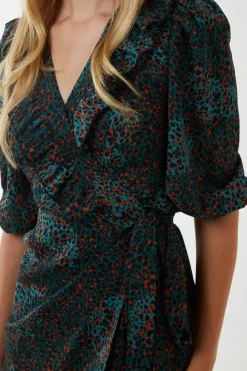 Ruffle Front Wrap Dress