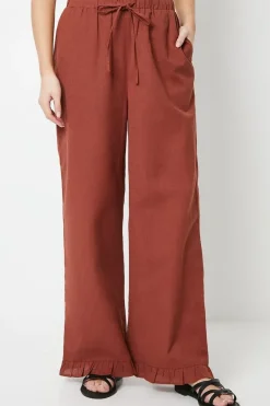 Ruffle Hem Wide Leg Trouser