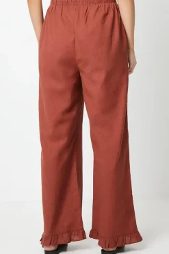 Ruffle Hem Wide Leg Trouser