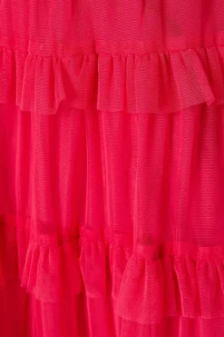 Ruffle Mesh Midi Dress