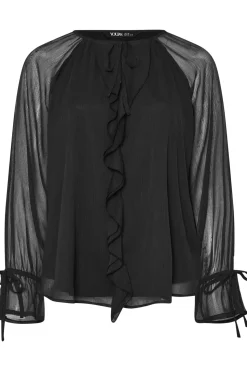Ruffle Neck Tie Blouse