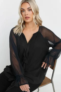 Ruffle Neck Tie Blouse