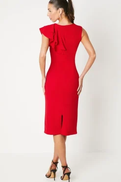 Ruffle Scuba Bodycon Dress