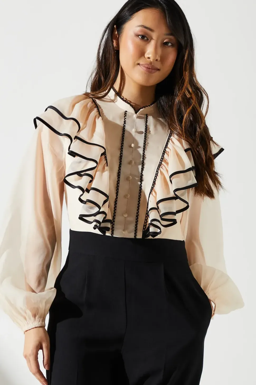 Ruffle Shirt Jumpsuit