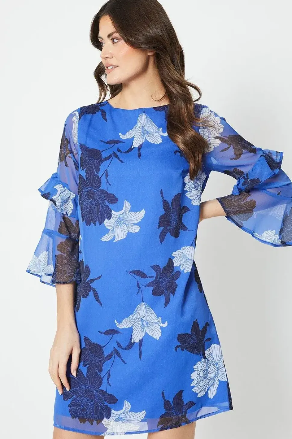 Ruffle Sleeve Detail Shift Dress