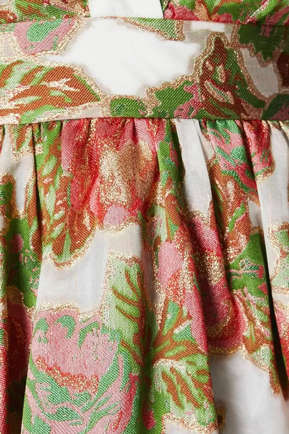 Ruffle Sleeve Organza Jacquard Midi Dress