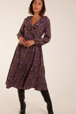 Ruffle Wrap Midi Dress