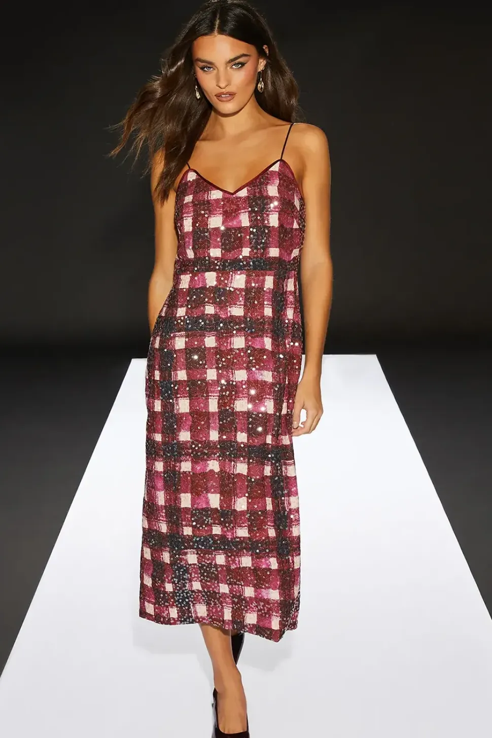 Runway 1.8.1.8 Check Sequin Strappy Dress
