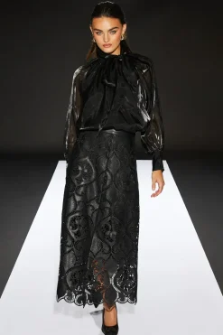 Runway 1.8.1.8 Faux Leather Laser Cut Trim Skirt