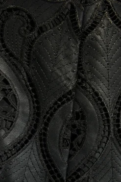 Runway 1.8.1.8 Faux Leather Laser Cut Trim Skirt