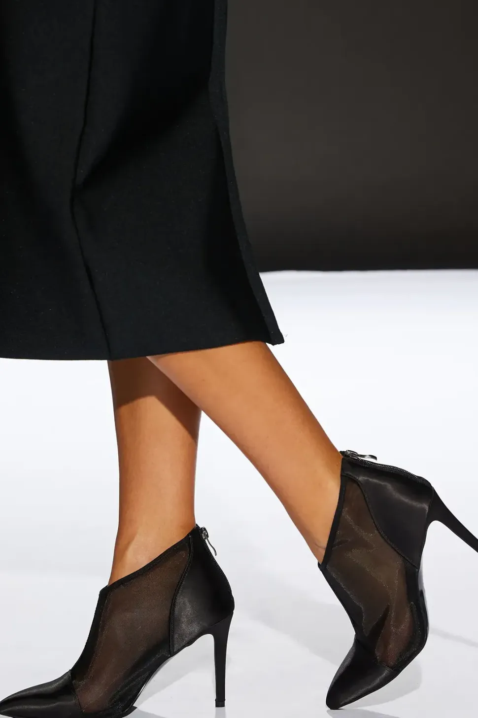 Runway 1.8.1.8 Mesh And Satin Pointed Boots