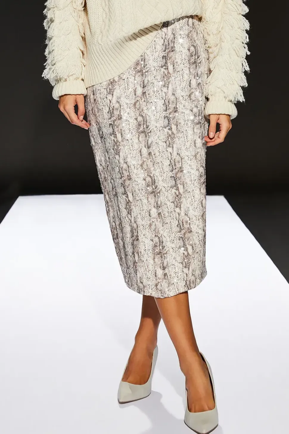 Runway 1.8.1.8 Snake Print Sequin Skirt